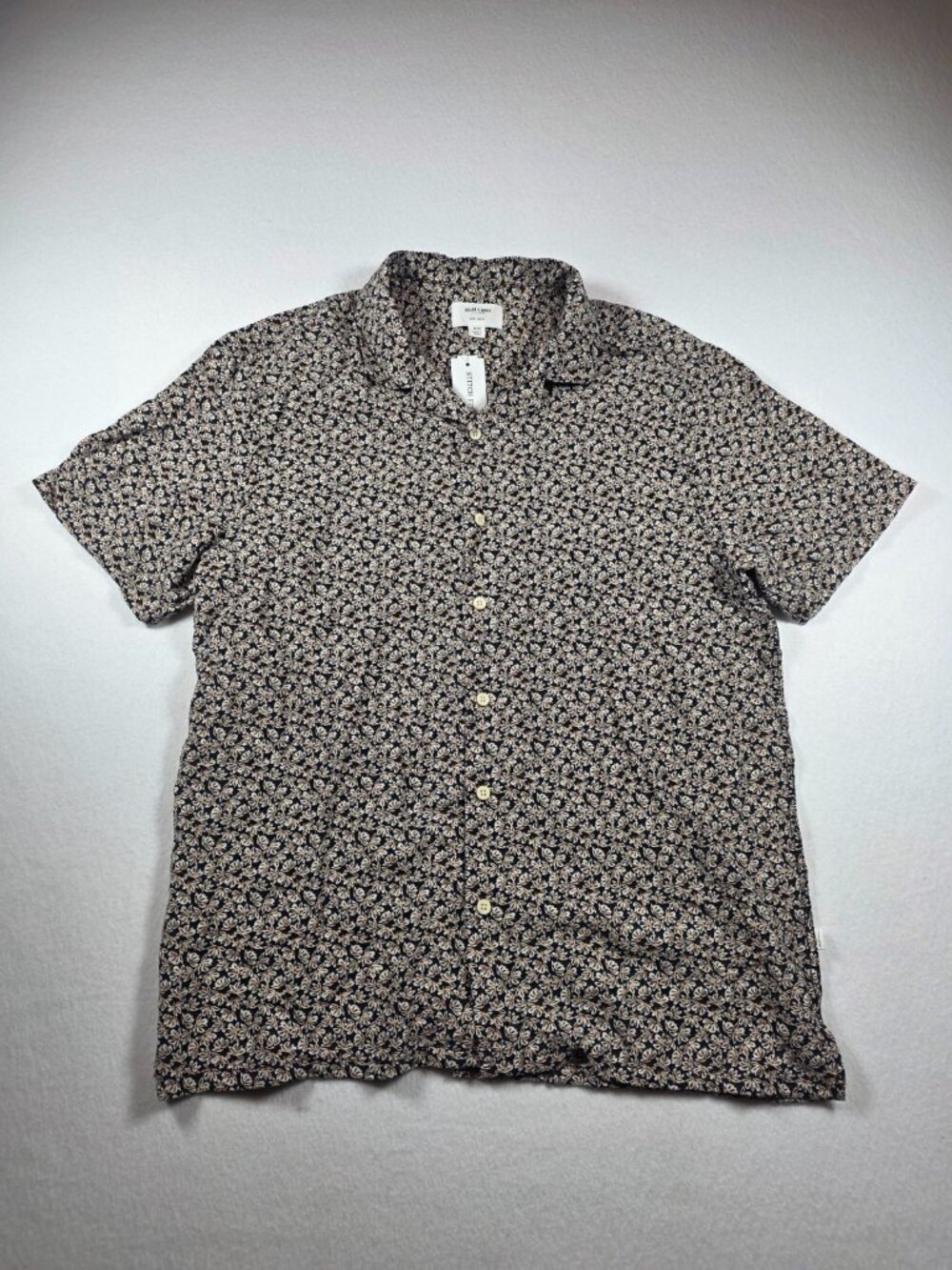 Julian & Mark Shirt Mens Medium Multi Twill Floral Camp Short Sleeve Crinkled